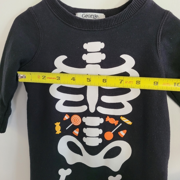 George Baby Halloween Skeleton Black Long Sleeve Romper, Jumpsuit,  6-12M - Picture 7 of 8